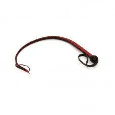 Kožený ručně pletený karabáč červeno-černý VZ2