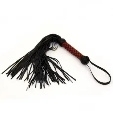 Kožené důtky s opletenou rukojetí červeno-černou 1