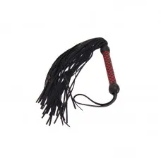 Kožené důtky s opletenou rukojetí červeno-černou 3